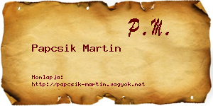 Papcsik Martin névjegykártya